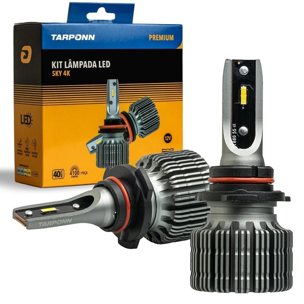 Kit Lâmpada Led Sky Hb3 40w 8200lm 3000k Amarela 12v Tarponn