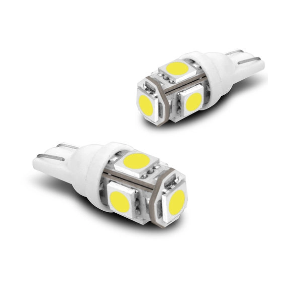 Par Lampada T10 5 Leds 6000K 12v Lanterna Pisca Mala Teto Farol