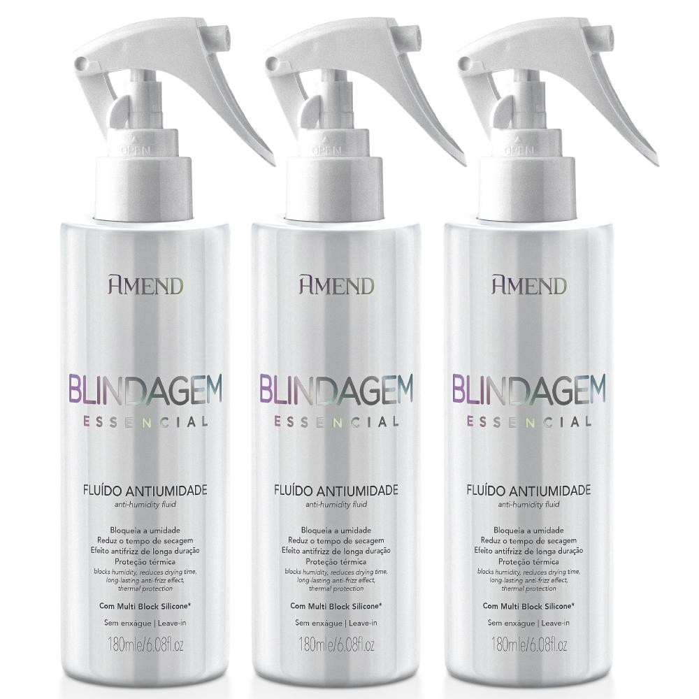 Kit 03 Fluido Antiumidade Blindagem Essencial Amend 180ml