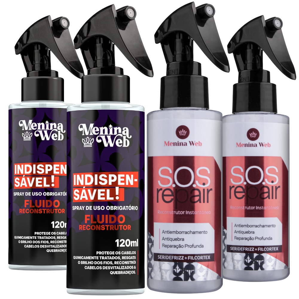 2x Kits Fluidos S.O.S Repair + Indispensável 2x120ml Menina Web