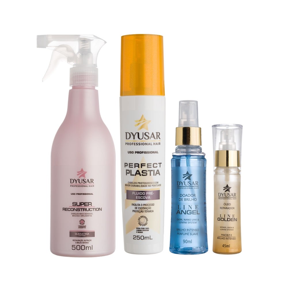 Kit Super Finalização: Doador+Fluido+Oléo+Queratina DYUSAR