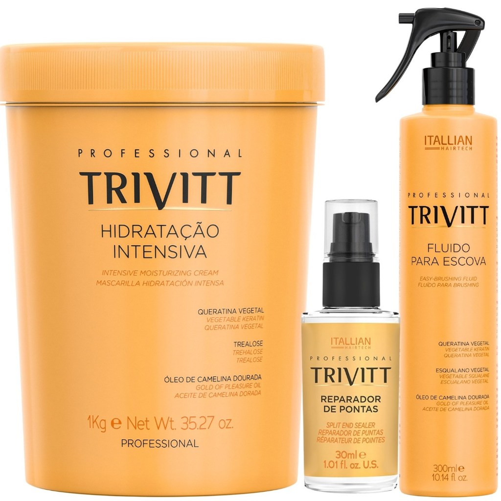 Kit Hidratação Trivitt Mascara 1kg Fluido Reparador Itallian