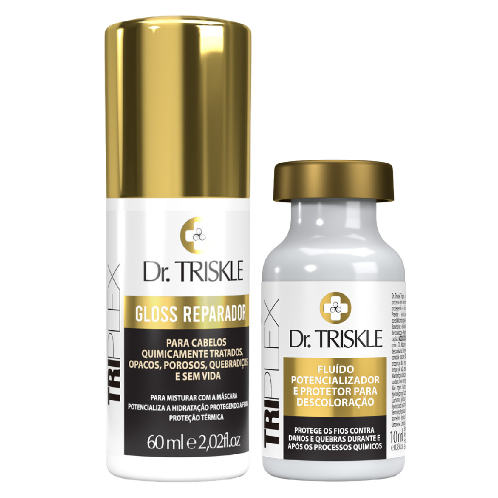 Kit Dr. Triskle Triplex Gloss Reparador Finalizador 60ml Fluído Potencializador Reconstrutor 10ml