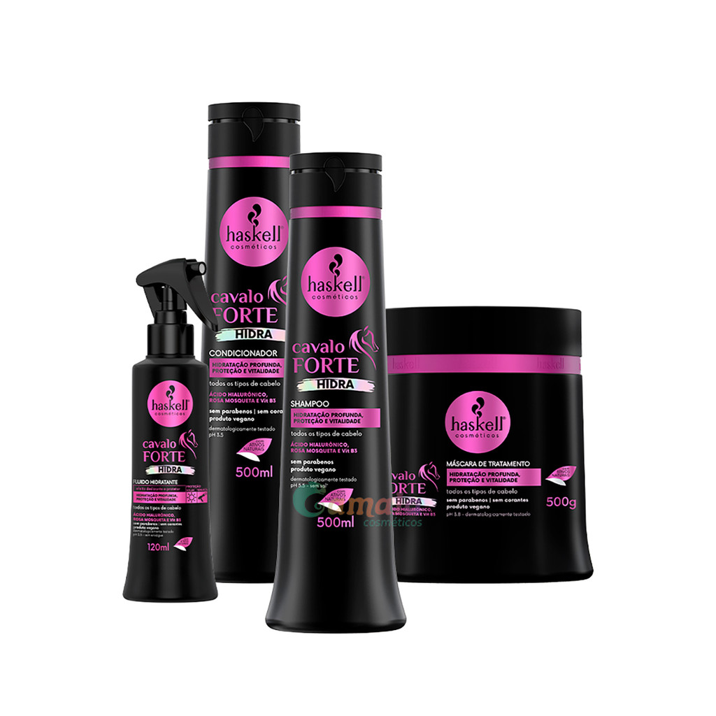 Kit Haskell Sh cond e máscara fluido Cav Forte Hidra 500ml