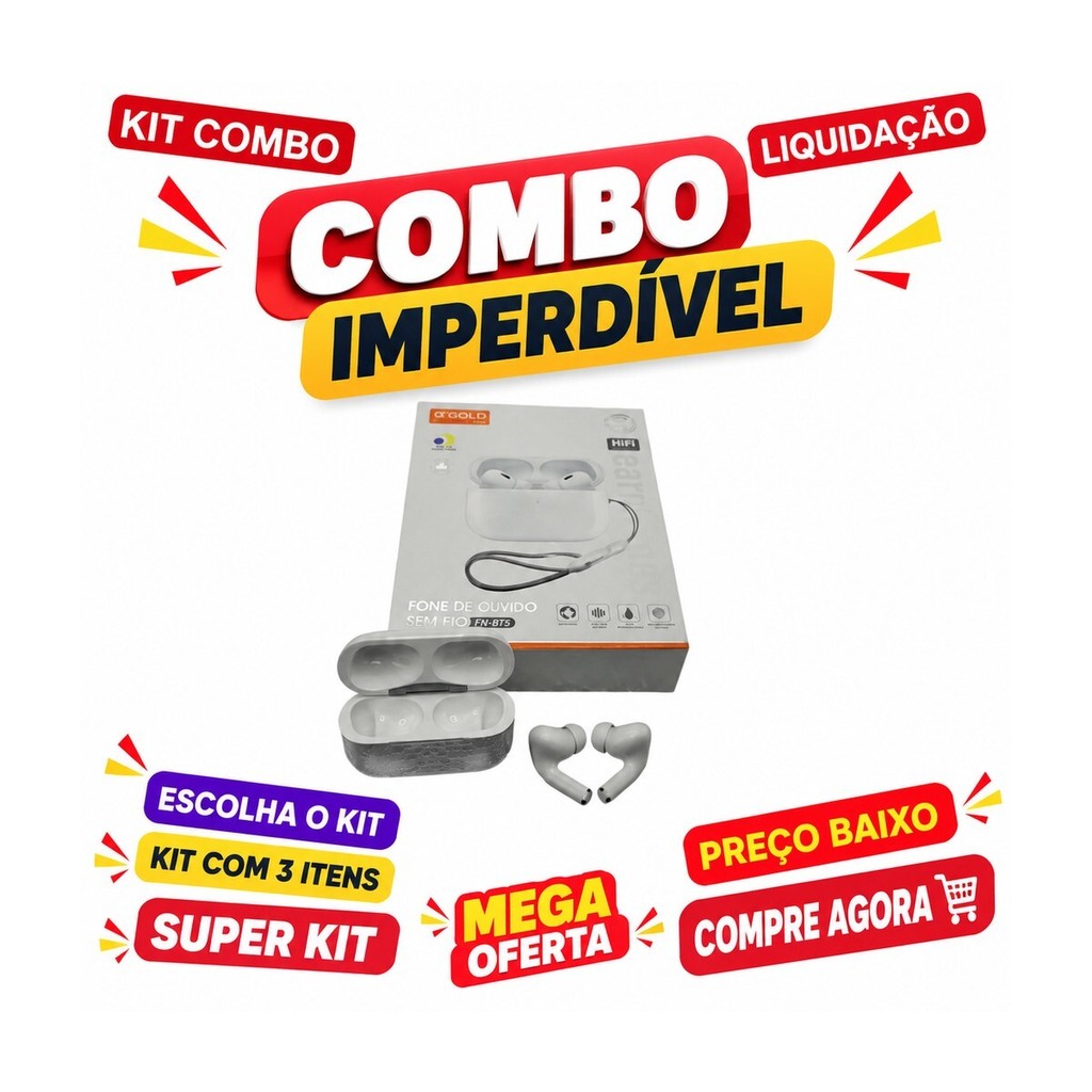 Fone Bluetooth FN-BT5 – Kit 01 (2x), Kit 02 (3x) ou Kit 03 (4x) | Liquidação, preço baixo