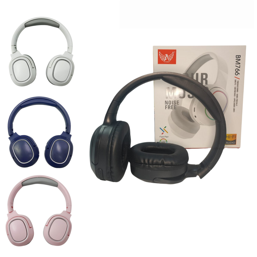 Fone de Ouvido Headphone Bluetooth LED RGB Noise FREE BM766