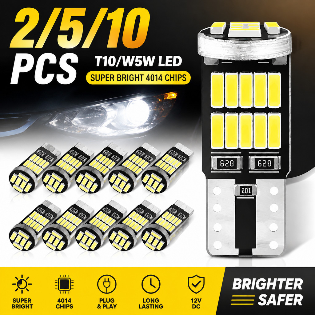 2/5/10 Pçs W5W T10 Lâmpadas Led Canbus 4014 SMD 6000K 168 194 5w5 Interior Do Carro Cúpula Leitura Placa De Licença Lâmp
