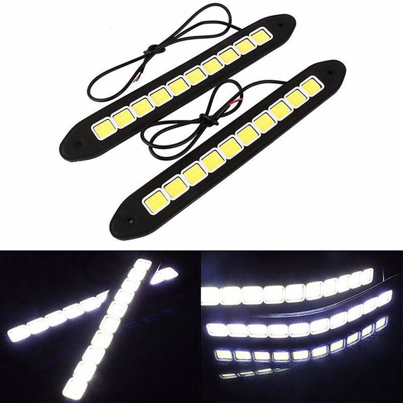 qo 1X 10LED 12V Luz Diurna DRL COB Strip Lamp Nevoeiro Carro Condução À Prova D'água br