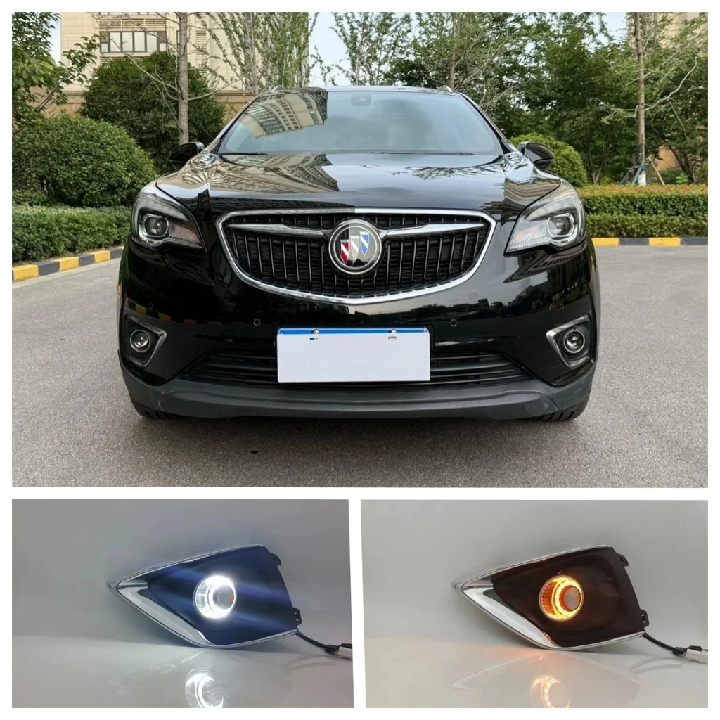 Montagem De Luzes De Nevoeiro LED Para Buick Envision 2018 2019 2020 2021 Dupla Cor Anjo Olho Diurnas Acessórios Da Lâmp