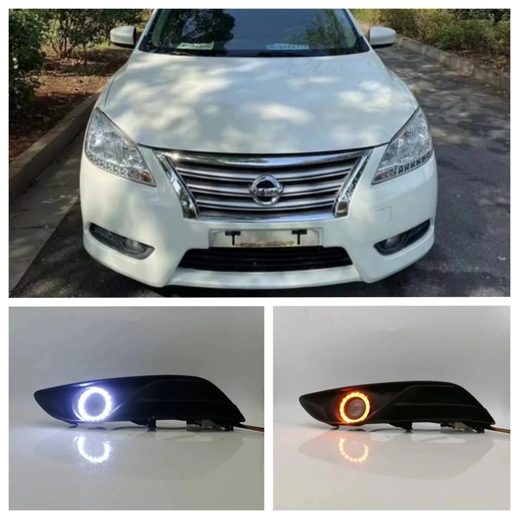 Conjunto De Luzes De Nevoeiro LED Para Nissan Sentra Sylphy 2012 2013 2014 2015 Dupla Cor Anjo Olho Diurnas Kits De Lâmp
