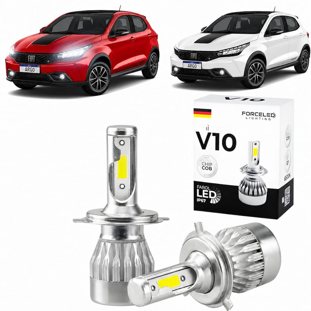 Kit LED Farol de Milha H11 Fiat Argo 2017 a 2026 Full Mini V10 (2 Lamp.)