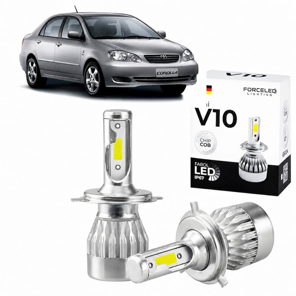 Kit LED Farol de Milha H3 Toyota Corolla 1993 a 2007 Led Full Mini V10 (2 Lamp.)