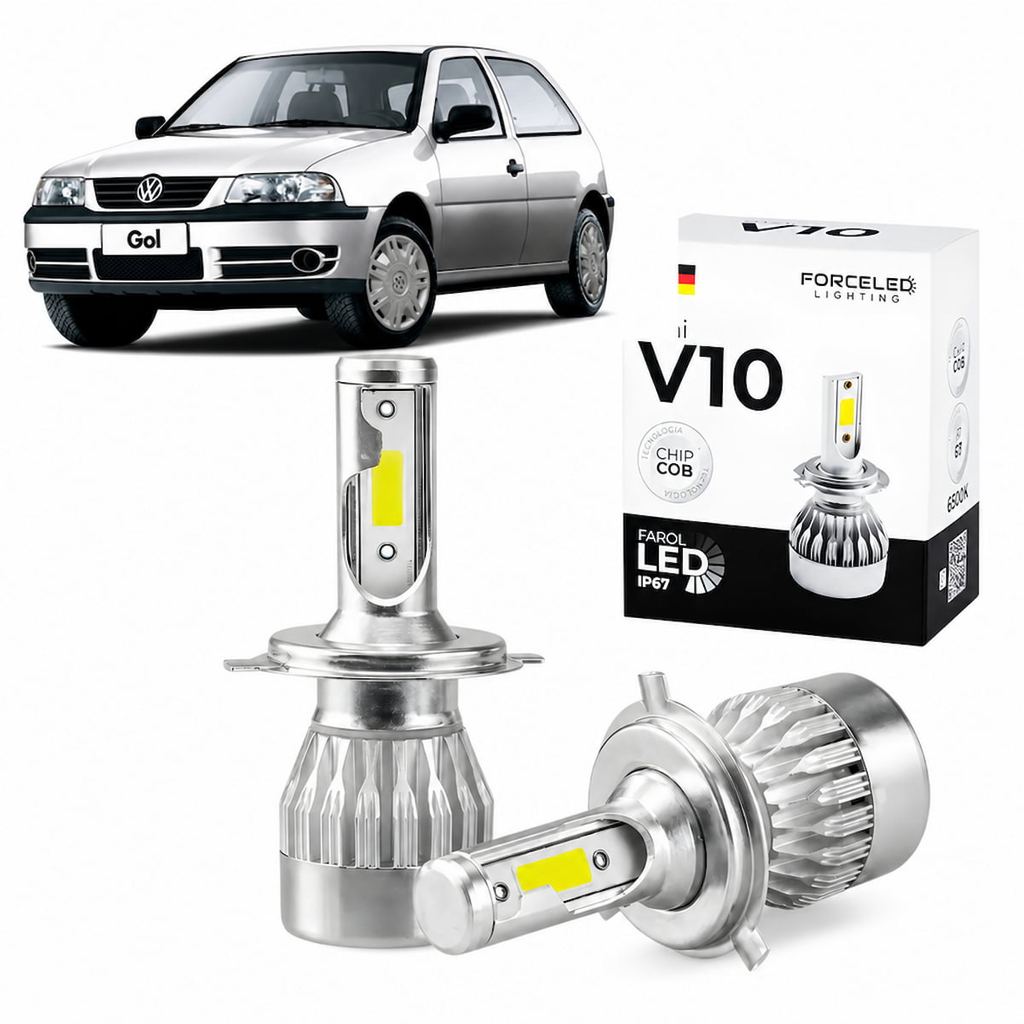 Kit LED Farol de Milha H3 Para Volkswagen Gol G3 2000 a 2005 Full Mini V10 (2 Lamp.)