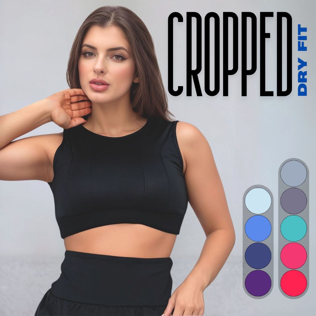 Cropped Academia Feminino sem Bojo Running Fitness Dry Fit Seca Rápido Casual Confortável Promoção