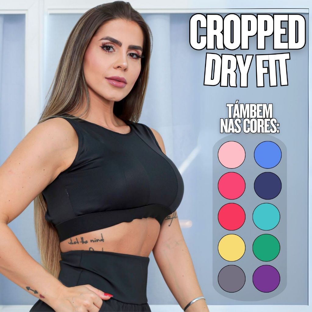 Cropped Running Esportivo Dryfit Seca Rápido Confortável Casual Ideal para Academia Envio Imediato