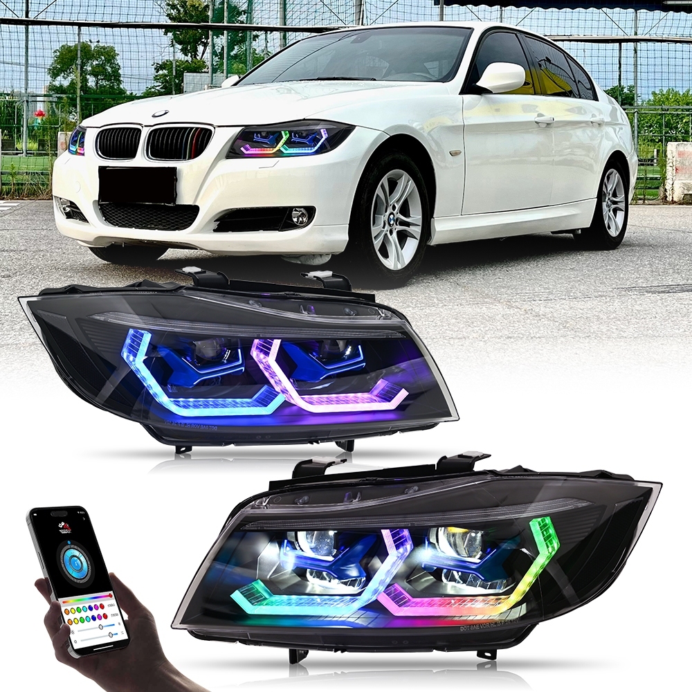 Suitable for BMW E90 headlamp , (halogen RGB) modified with LED lens Farol de carro, 2005-2012 flow turn signal lights