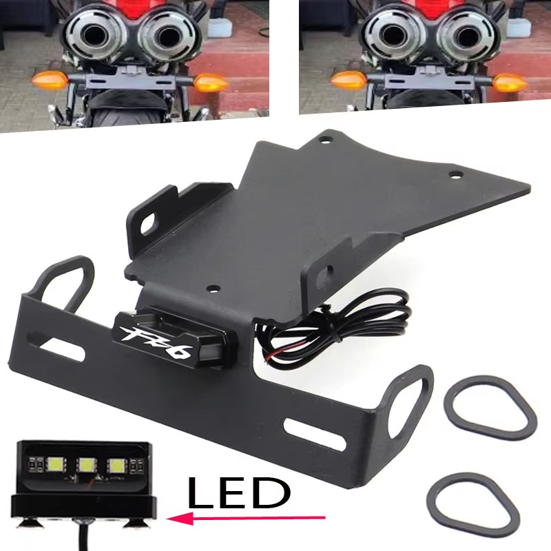 Para YAMAHA FZ6 Suporte Da Placa De Licença Luz LED FZ6N FZ6S 2004-2010 FZ6 N/S Acessórios Motocicleta Cauda Arrumado Fe