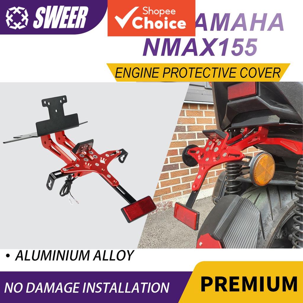 Suporte De Placa De Licença Sweeer Arrumado Para Yamaha Xmax300 2017-2024 Liga De Alumínio Com Luz LED