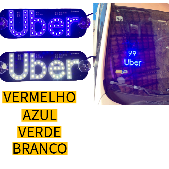 Placa Letreiro Led Luminoso Aplicativo Ube Led App Motorista Aplicativo de transporte-Envio Imediato