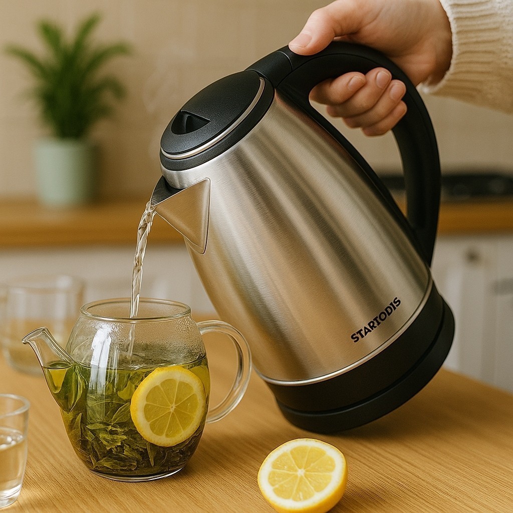 Chaleira Elétrica Inox Jarra Elétrica Fervedor  2 Litros Café Chá Água Base 360 Auto Desligamento