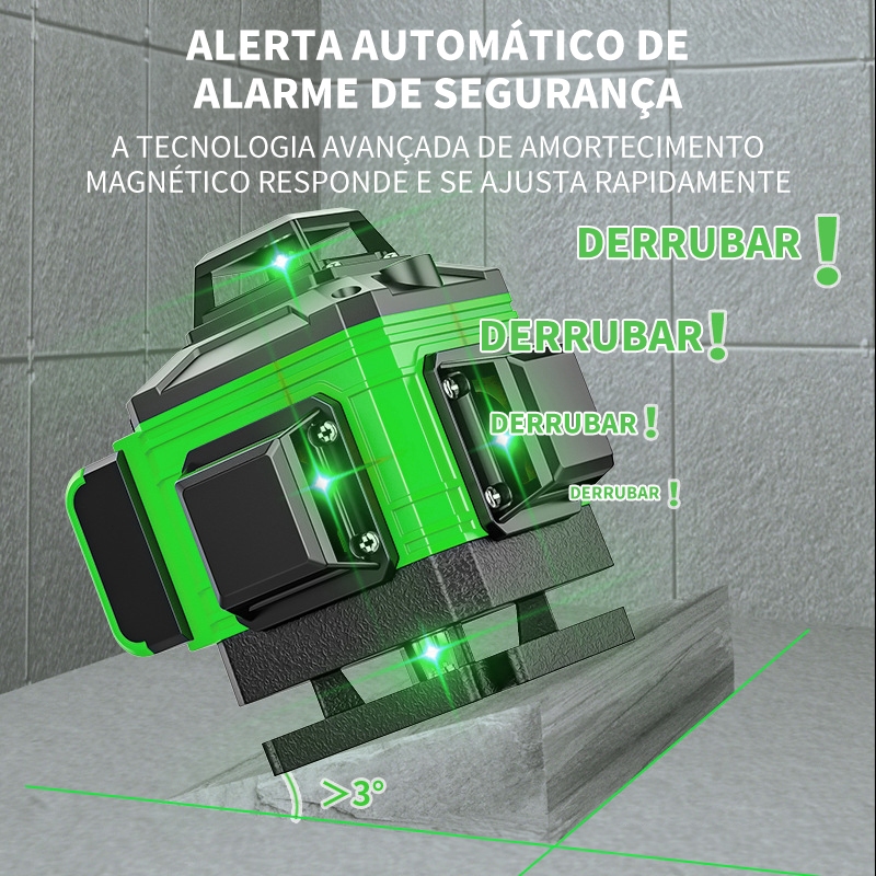 Conjunto de Nível a Laser de 12 Linhas 360° Auto-Nivelamento para Medição e Layout Interno e Externo