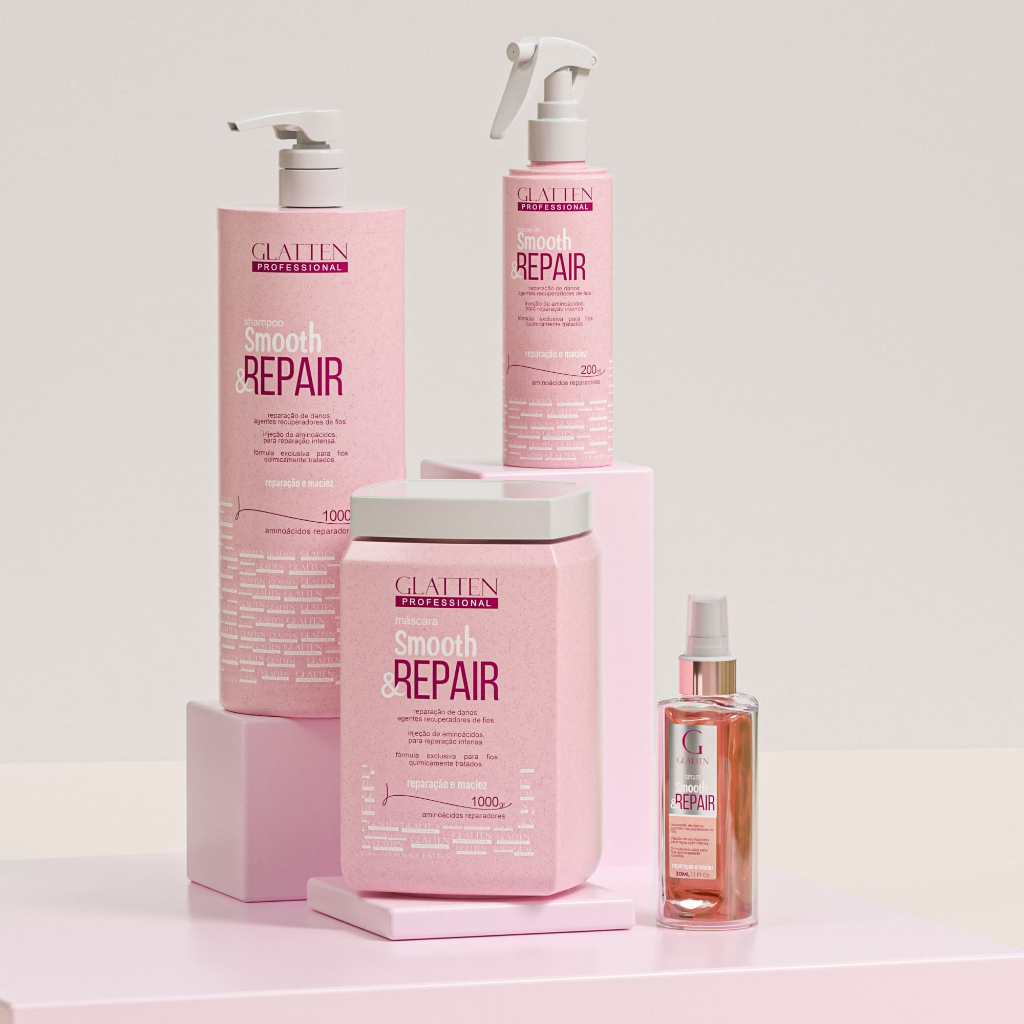 Kit Smooth & Repair Profissional Glatten– Tratamento de Reconstrução e Brilho de Salão