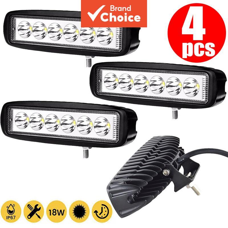 Saimili 1-4pcs 18w 6 LED Luz De Trabalho Para Carro Drl Spotlight À Prova D'água 6000k 12v Farol De Condução De Caminhão