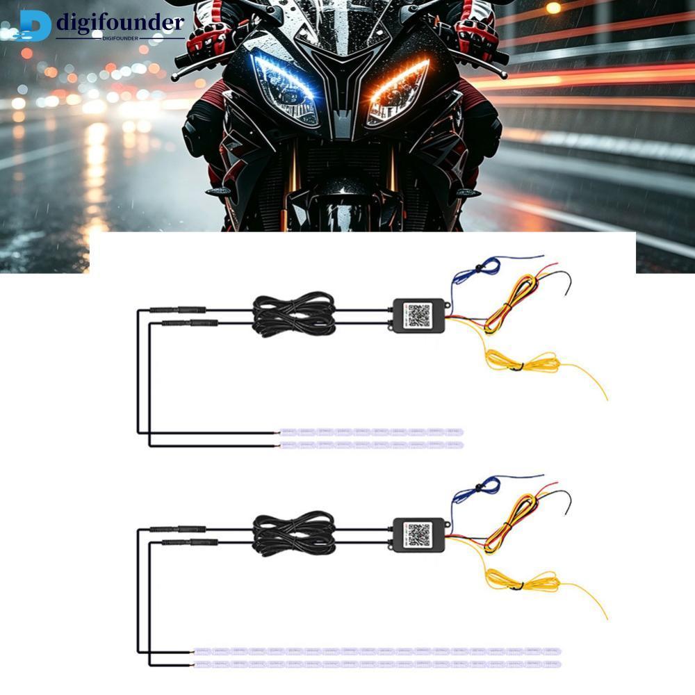 DIGIFOUNDER 1 A 2 30 Cm/60 Carro Flexível RGB LED DRL Strip Motocicleta APP Controle Luz Diurna Multicolorida Com Sinal