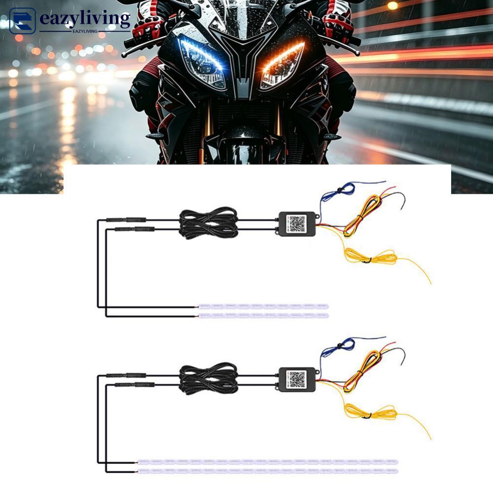 EAZYLIVING 1 A 2 30 Cm/60 Carro Flexível RGB LED DRL Strip Motocicleta APP Controle Luz Diurna Multicolorida Com Sinal D