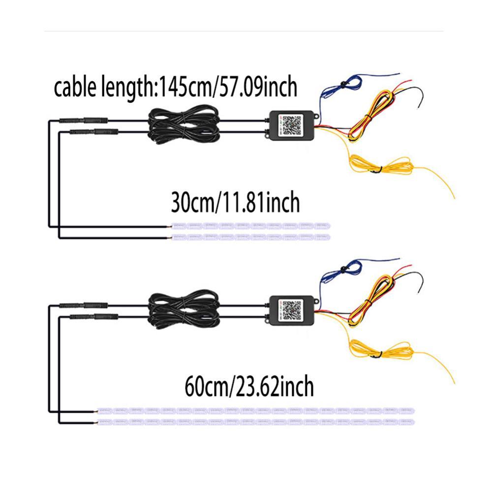 TIK 1 A 2 30 Cm/60 Carro Flexível RGB LED DRL Strip Motocicleta APP Controle Luz De Circulação Diurna Multicolorida Com