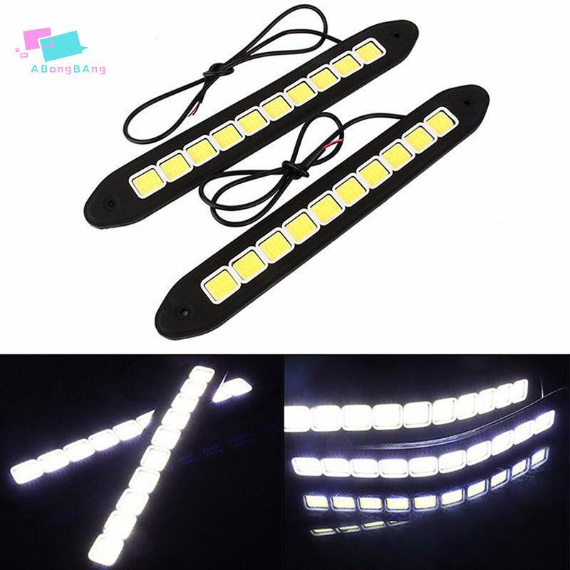 Abongbanghn 1X 10LED 12V Luz Diurna DRL COB Strip Lamp Nevoeiro Carro Condução À Prova D'água Agradável