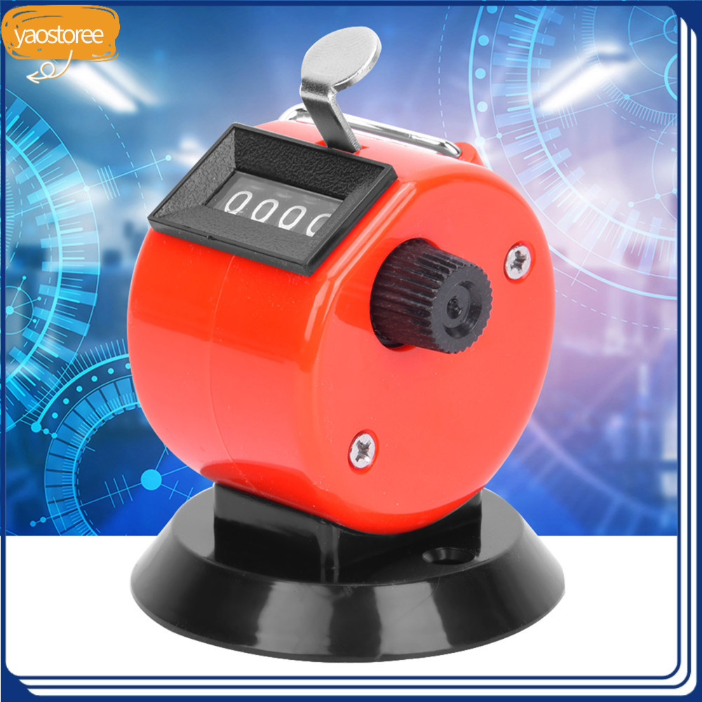 yaostoree.br Estink Counter Clicker Handheld Tally Desktop Número mecânico de 4 dígitos com base de gancho (vermelho)