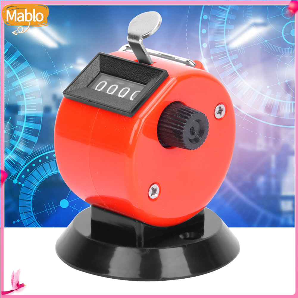 Mablo-br Estink Counter Clicker Handheld Tally Desktop Número mecânico de 4 dígitos com base de gancho (vermelho)