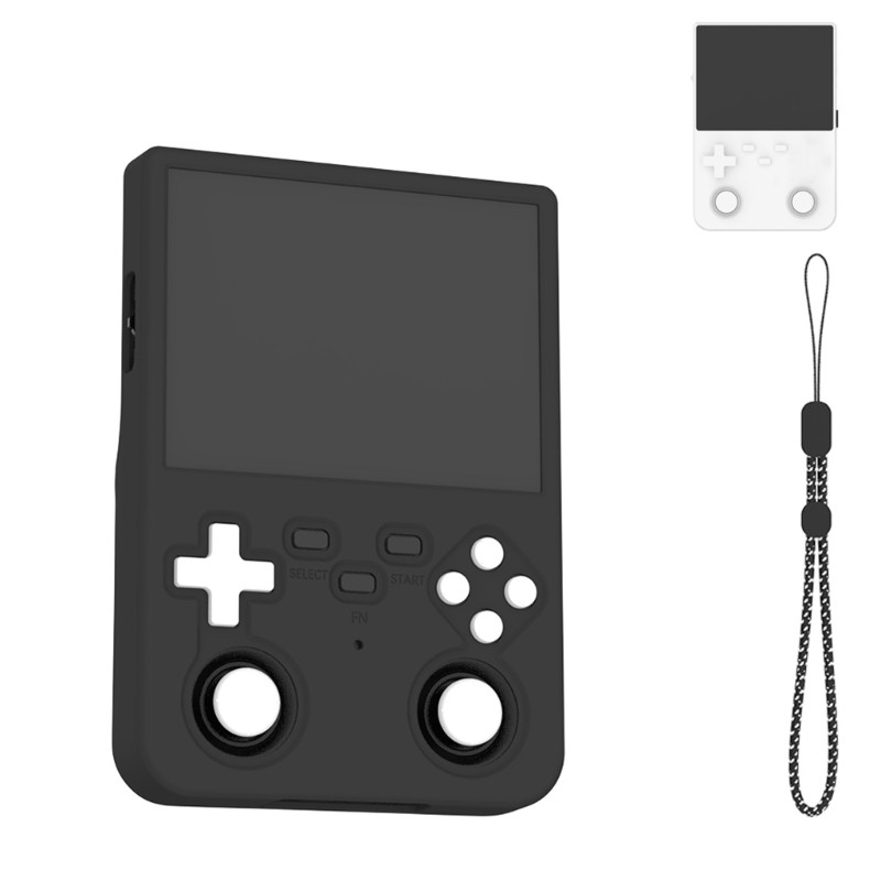 IOR Contoured Handheld Gaming Console Case Capa De Silicone Preta Com Aberturas De Tela E Controle Acessório De Cordão