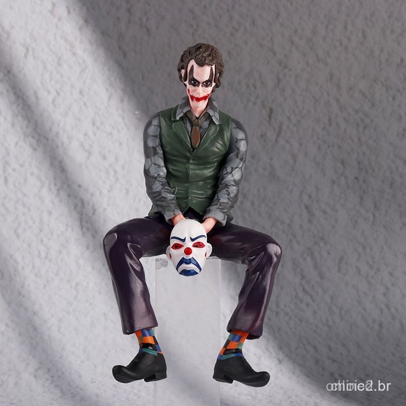 16cm Coringa Heath Ledger Figura De Ação Sentado Terno Verde Handheld Máscara Boneca Decoração Desktop Modelo Brinquedo