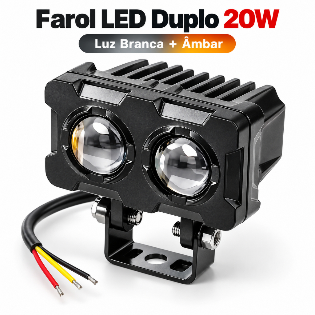 Dual Color Magnifying Lights For Car Motorcycle 2 Led 20w