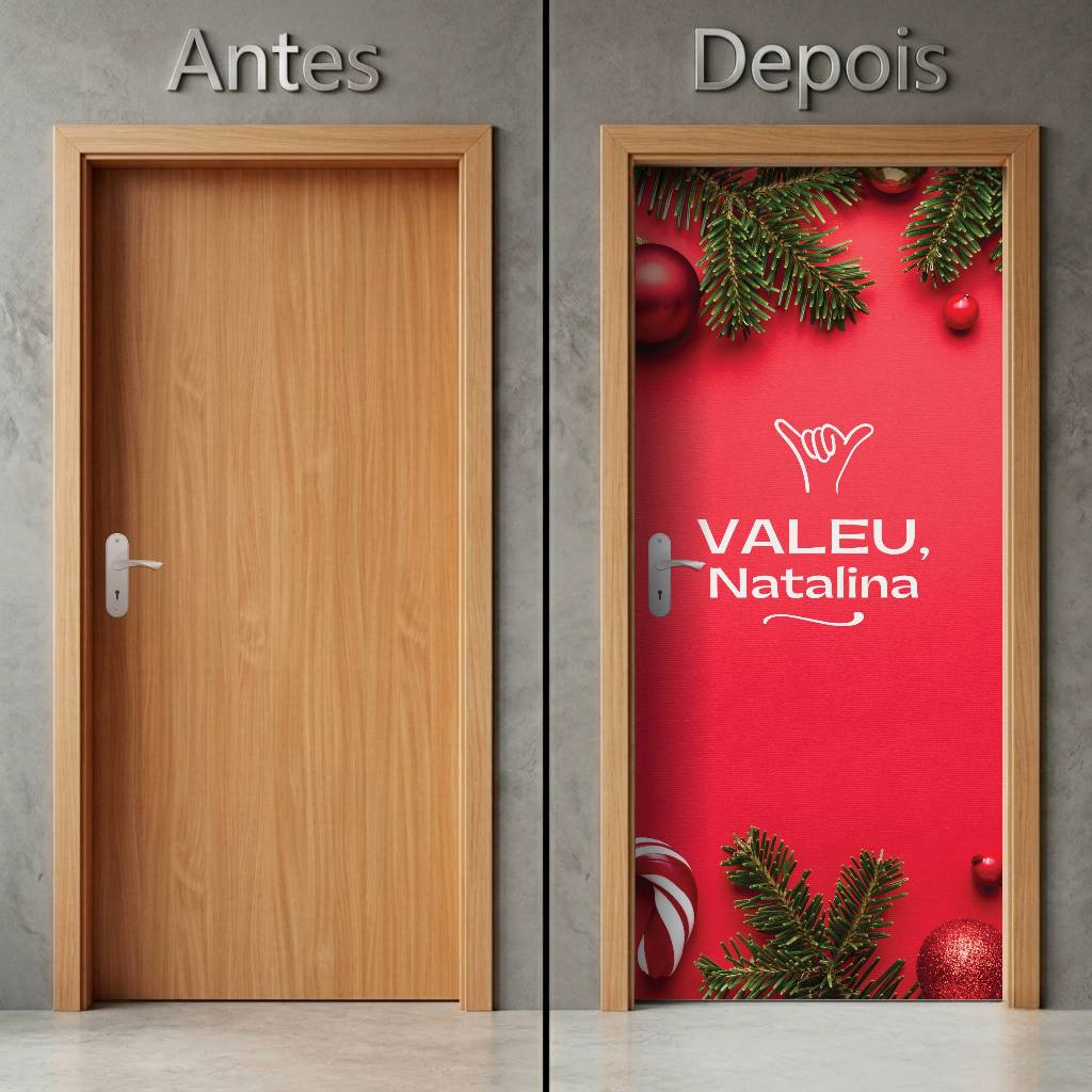 Adesivo Decorativo de Porta Parede Vidro Sala Cozinha Banheiro Casa Decoração Estampa d Natal Boas Festas Cristo ambient