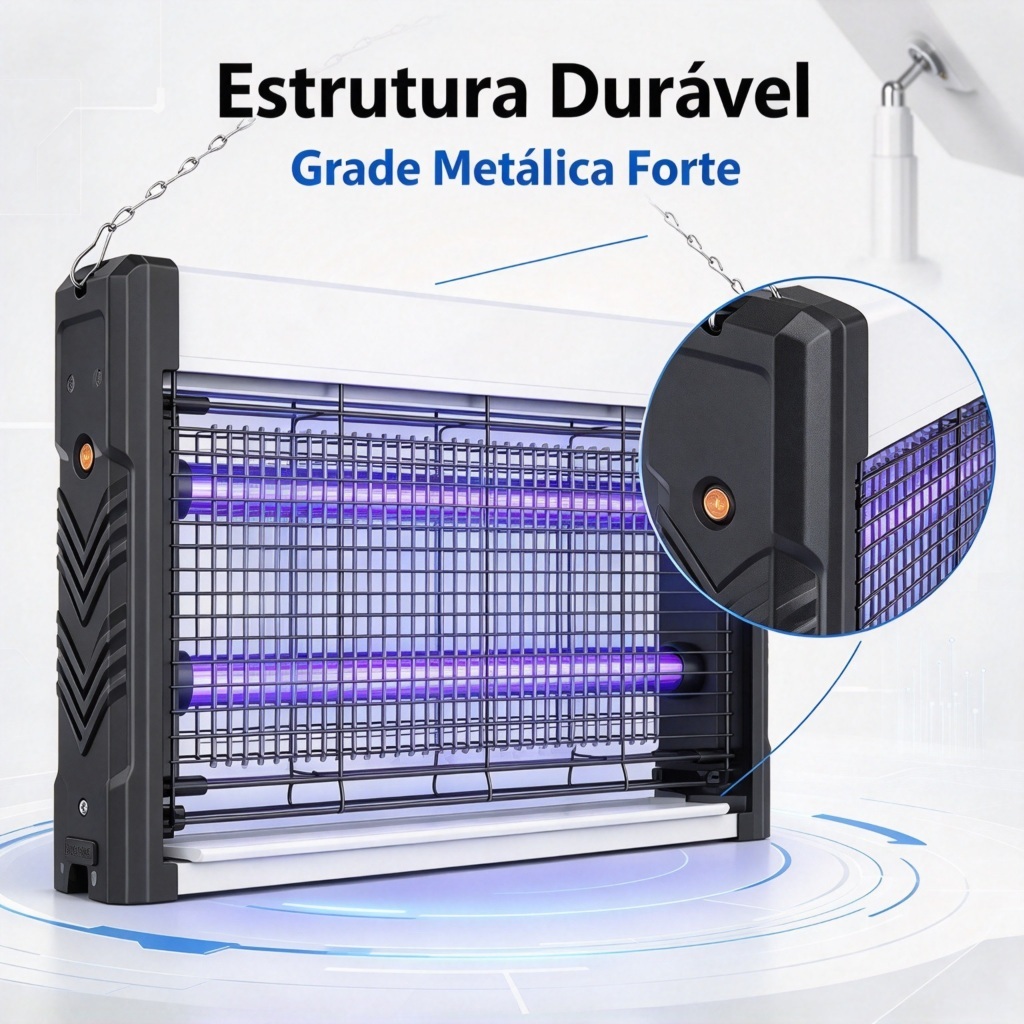 Luminária Elétrica Mata Insetos com Luz UV, Aparelho Anti Mosquitos de Parede para Cozinha, Quarto, Escritório e Ambient