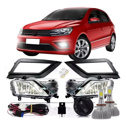 Kit Farol Milha Auxiliar Volkswagen Gol G8 2019 + Kit Super Led 6000k