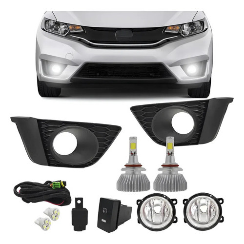 Kit Farol Milha Neblina Honda Fit 2015 16 2017 + Super Led 6000k