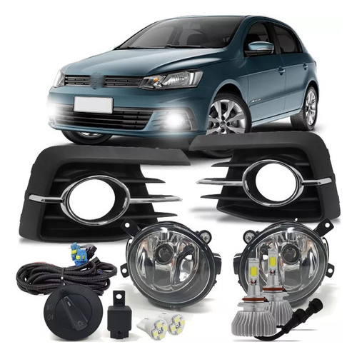 Kit Farol De Milha Volkswagen Gol G7 2016 2017 + Super Led 6000k
