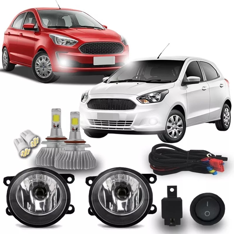 Kit Farol Milha Neblina Auxiliar Ford Ka 2014 2015 2016 2017 2018 2019 + Kit Super Led H11 6000k