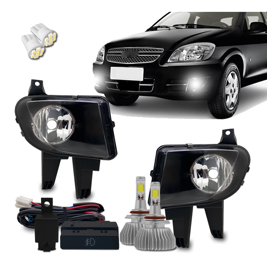 Kit Farol Milha Celta 2006 A 2015 Prisma 2006 A 2012 + Super Led Neblina Chevrolet LS LT Joy