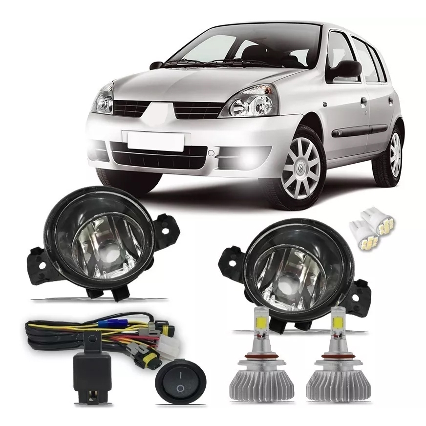Kit Farol Milha Neblina Renault Clio 2006 2007 2008 09 Com Super Led 6000k
