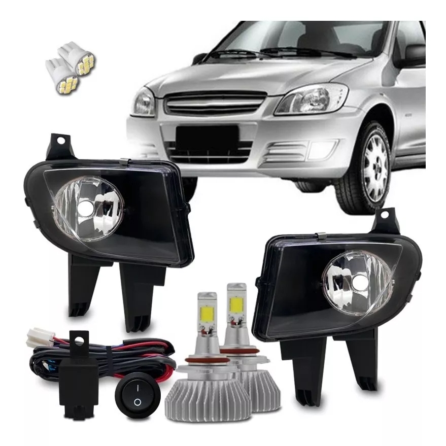 Kit Farol Milha Auxiliar Celta Prisma 2007 2008 2009 10 11 + Super Led Hb4 6000k
