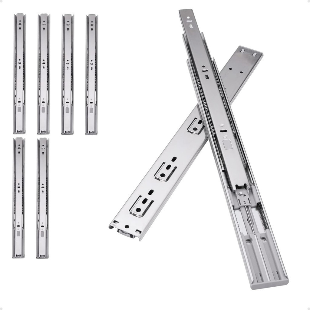 Kit 6 Corrediça Telescópica 40cm Trilho Gaveta 35kg 3 Pares