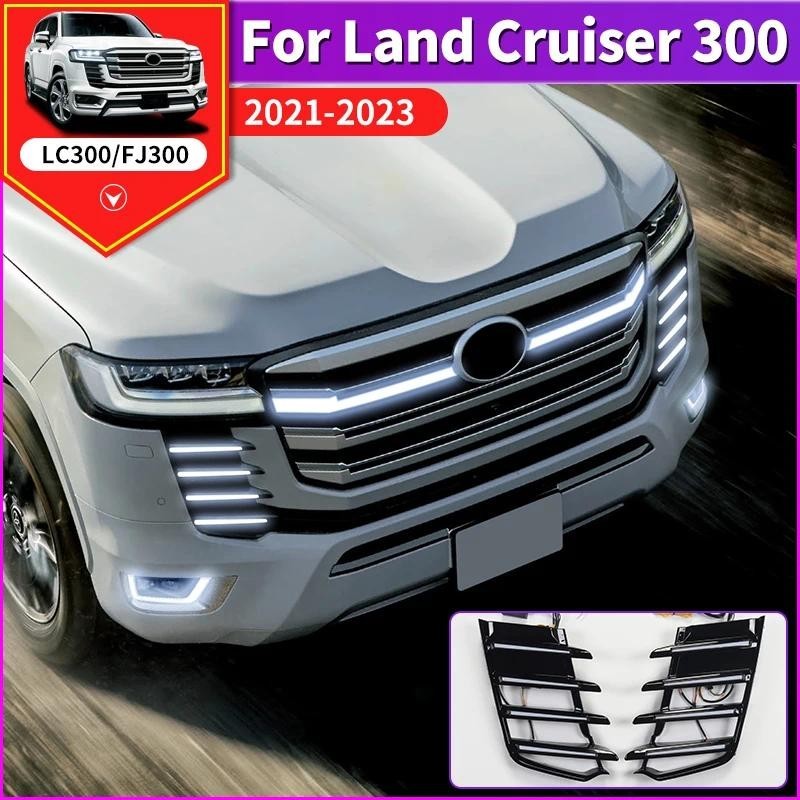 Para 2021 2022 2023 Toyota Land Cruiser 300 Bumper Front Grill Lâmpada LED Luz De Circulação Diurna LC300 Exterior Acess