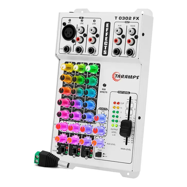 Mesa De Som Taramps T0302 FX Multicolor 3 Canais Echo Anti Puff RGB Automotiva 12V