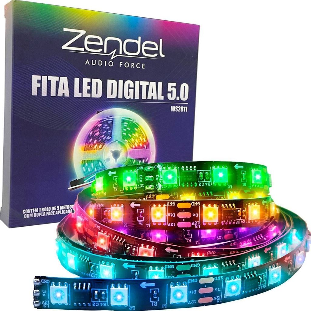 Fita LED Digital WS2811 12V RGB 300 Leds 5m Zendel ZD-FL-5