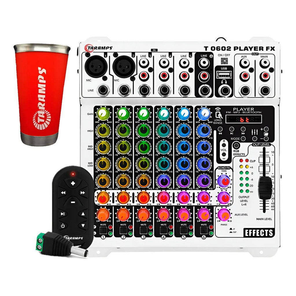 Mesa T 0602 Player Multicolor Taramps LED RGB 78 efeitos Automotivo 12v
